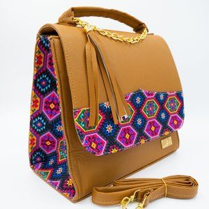 Faux Leather Crossbody Tote Bag